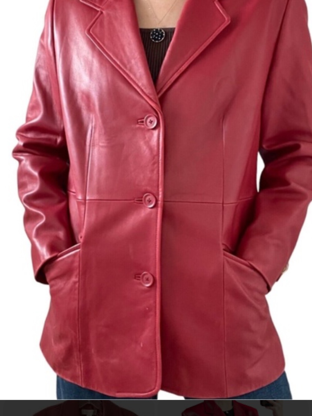 Nordstroms Women’s Deep Red 100% Leather Jacket size 2X